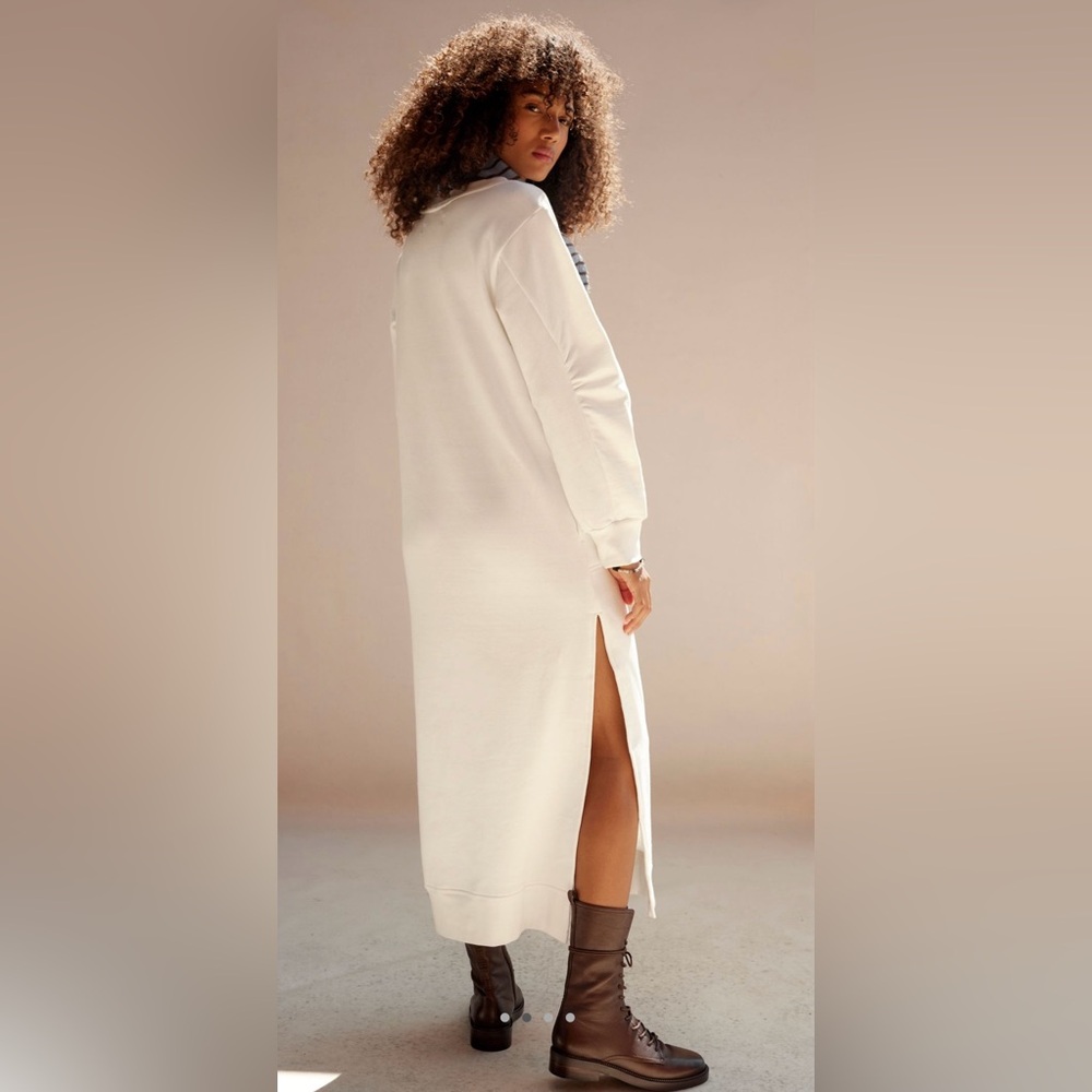 NWT Free People S Karina MIDI Sweatshirt Dress in Ivory White New $98 retail - Picture 2 of 7